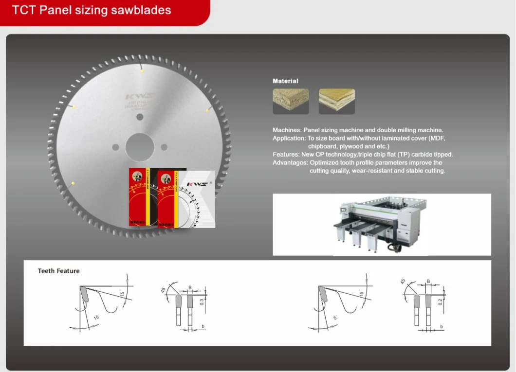 Kws Tct Panel Sizing Saw Blade Circular Saw Blade for Wood Cutting