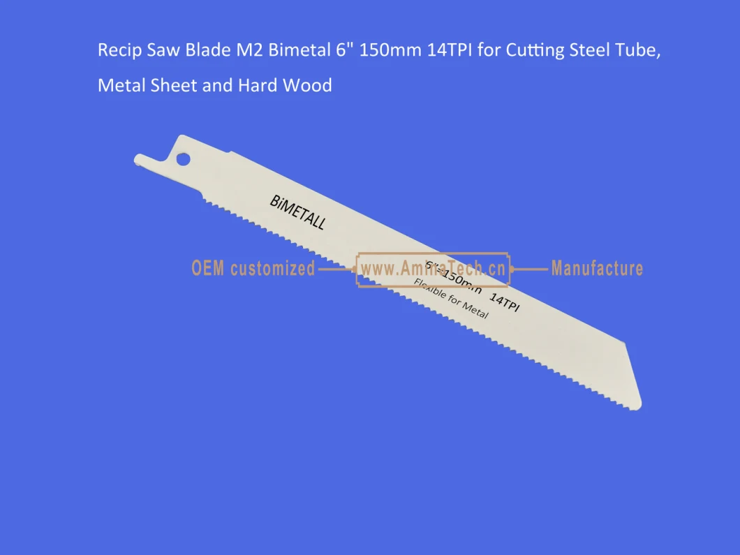 Recip Saw Blade M2 Bimetal 6" 150mm 14TPI for Cutting Steel Tube, Metal Sheet and Hard Wood,Reciprocating,Sabre Saw ,Power Tools