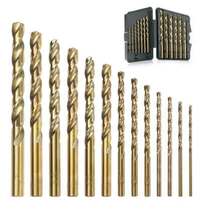 13PCS Cobalto, M35 HSS Broca Torcida para Metal Endurecido, Ferro Fundido, Aço Inoxidável, Plástico e Madeira